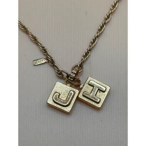 Vintage Monet Gold-Tone Initial Necklace – 36" Rope Chain w/ J & H Charms
